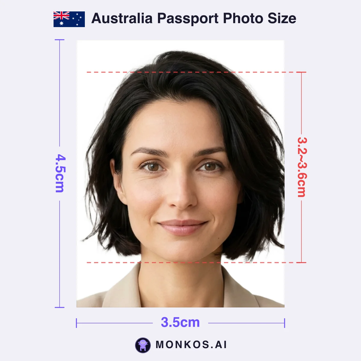 Australia Passport 3.5 × 4.5cm