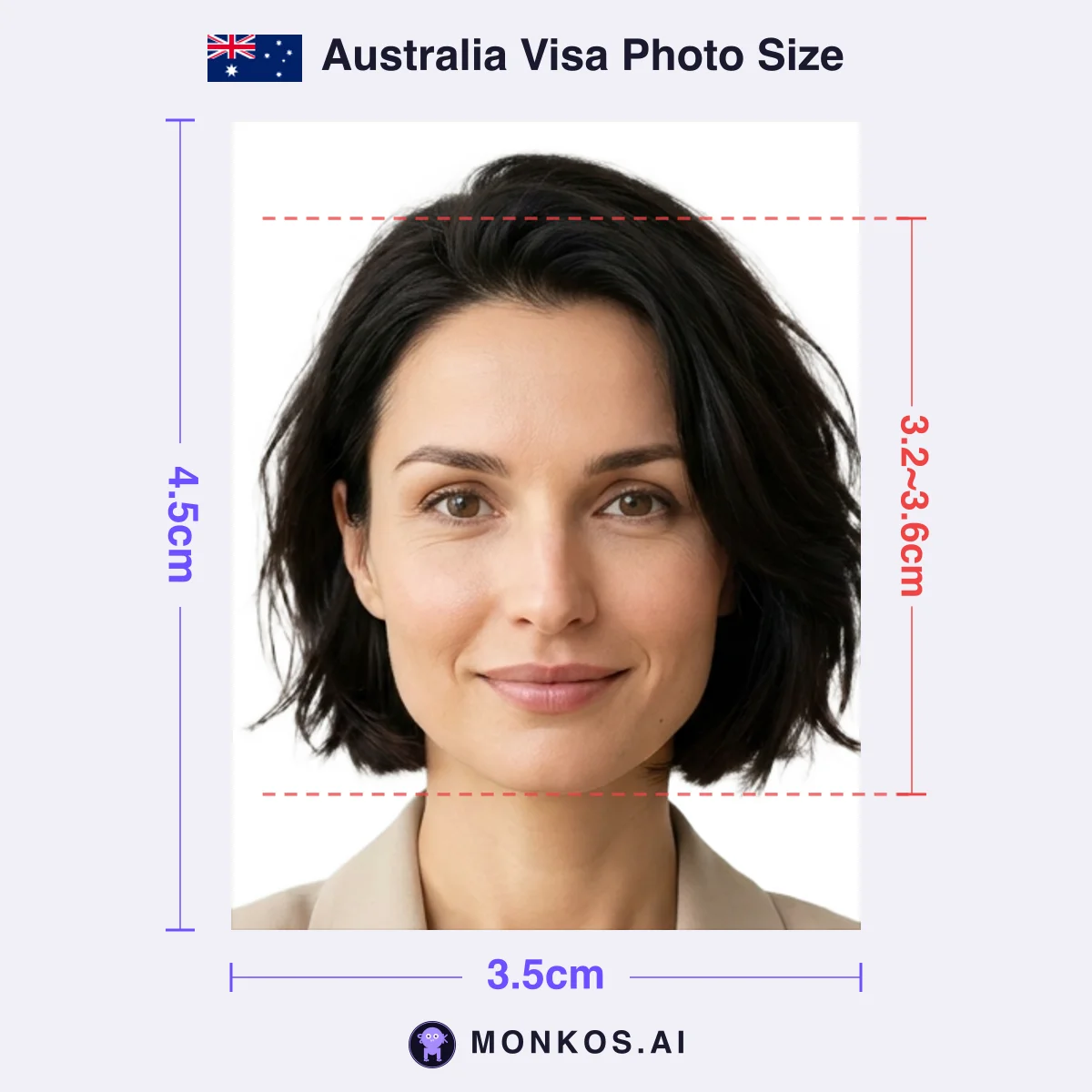 Australia Visa 3.5 × 4.5cm