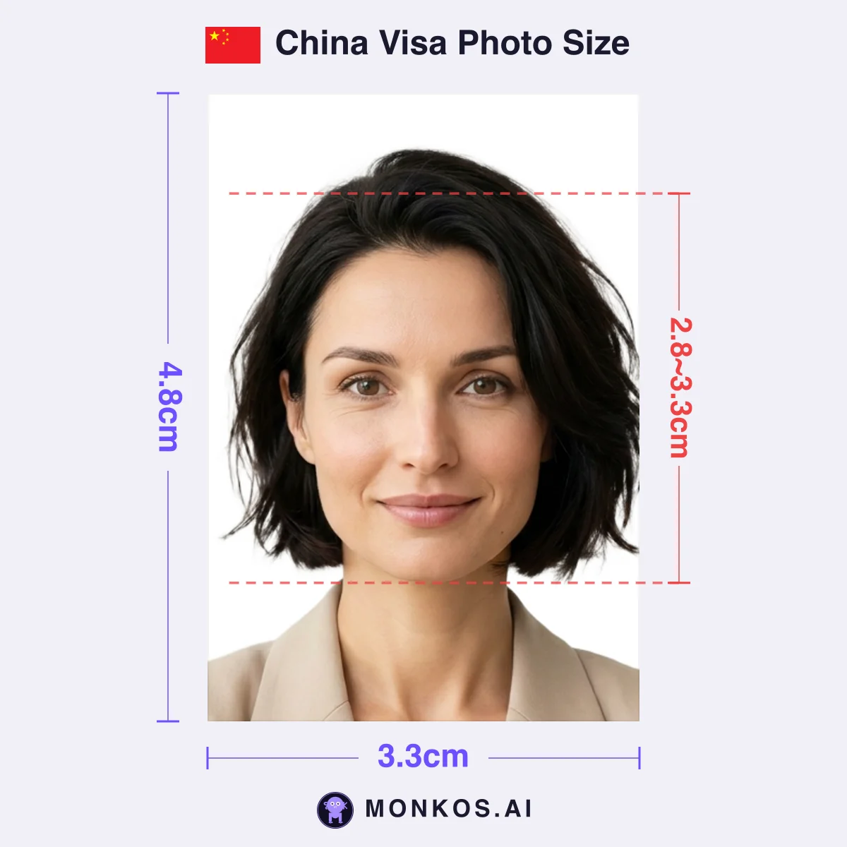 China Visa 3.3 × 4.8cm
