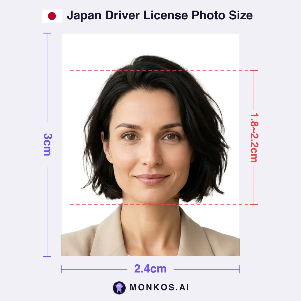 Japan Driver License 2.4 × 3cm