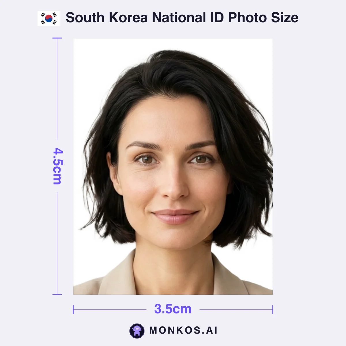South Korea National ID 3.5 × 4.5cm