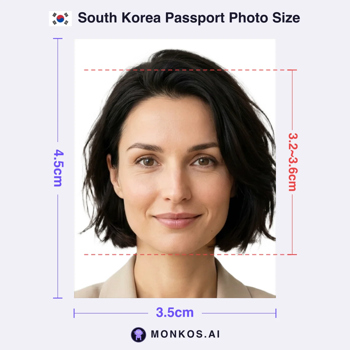 South Korea Passport 3.5 × 4.5cm