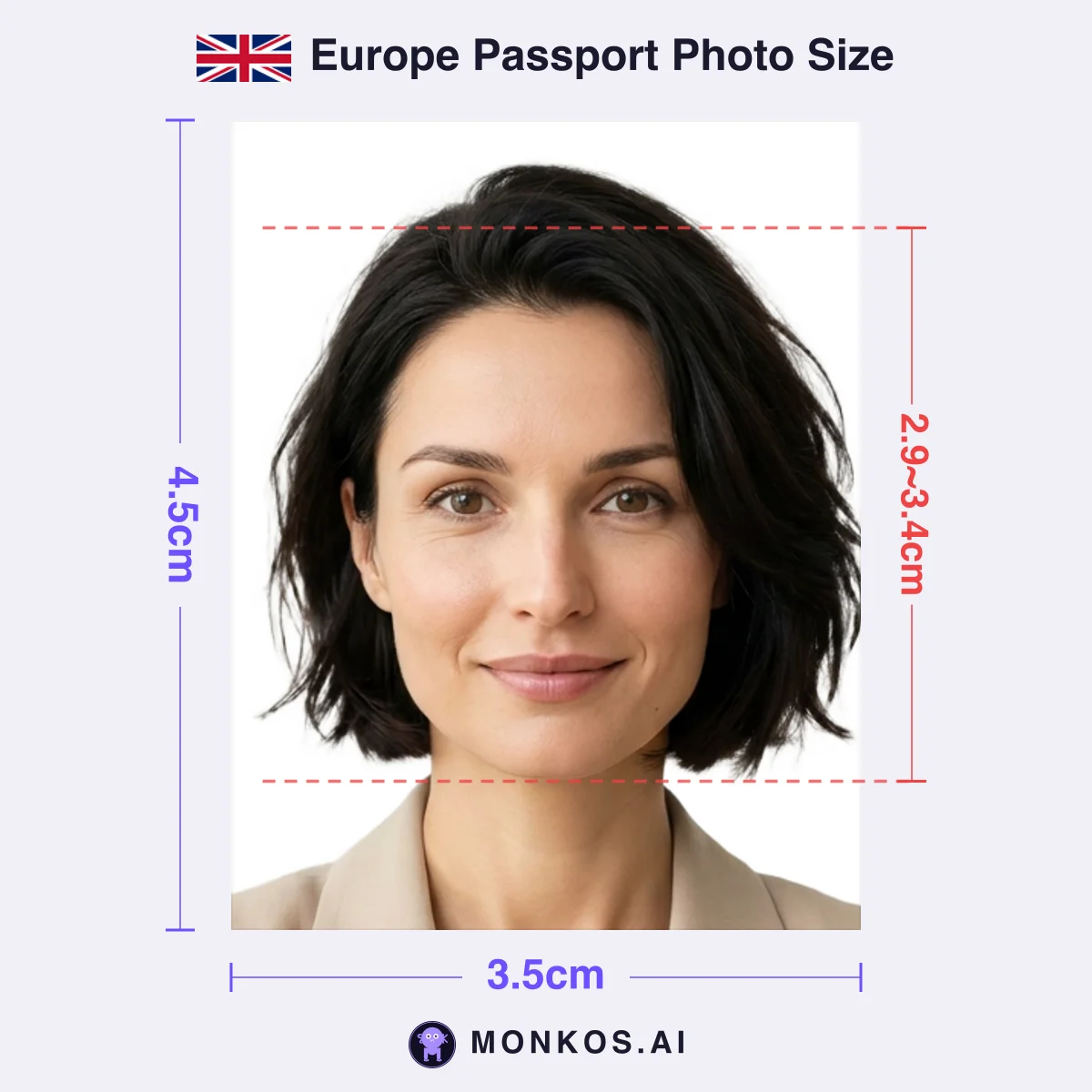 United Kingdom Passport 3.5 × 4.5cm